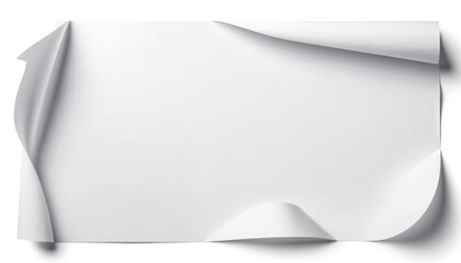 Curled White Paper Sheet Mockup: Blank Page Design Template