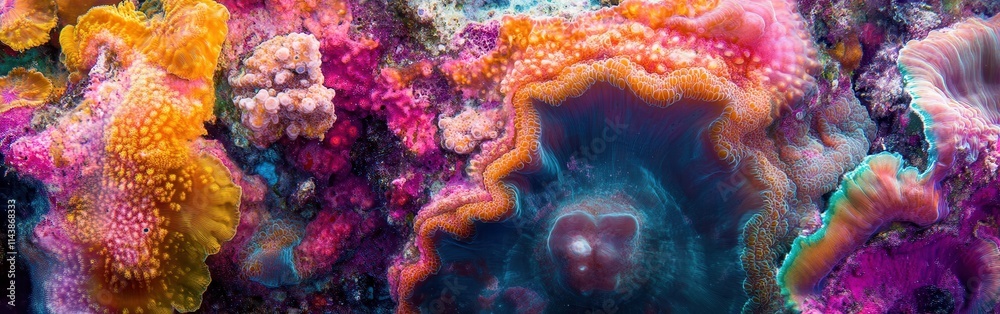 Poster Vibrant coral textures display intricate patterns and colors in a stunning underwater environment
