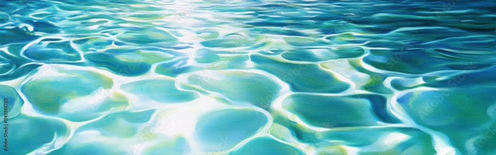 Aufkleber Rippling water creates mesmerizing abstract patterns under bright sunlight in a serene aquatic setting