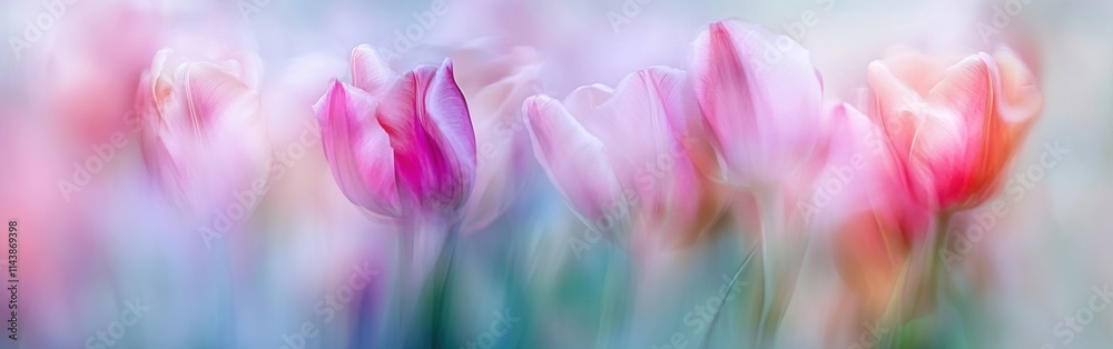 Poster colorful tulips bloom in a vibrant display during spring in a garden setting