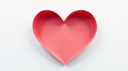 A delicately folded paper heart, a symbol of affection and romantic love, rests on a pristine white background.