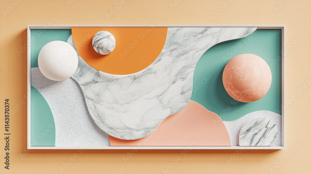 Fototapete luxury abstract background of various 3d geometric elements, acrylic and 3d colorful background, various art style abstract geometric background with 3d various geometric patterns.