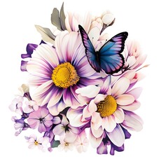 colorful butterfly and flowers