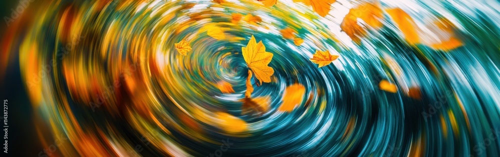 Poster swirling autumn leaves create a colorful vortex amidst the cool breeze of fall
