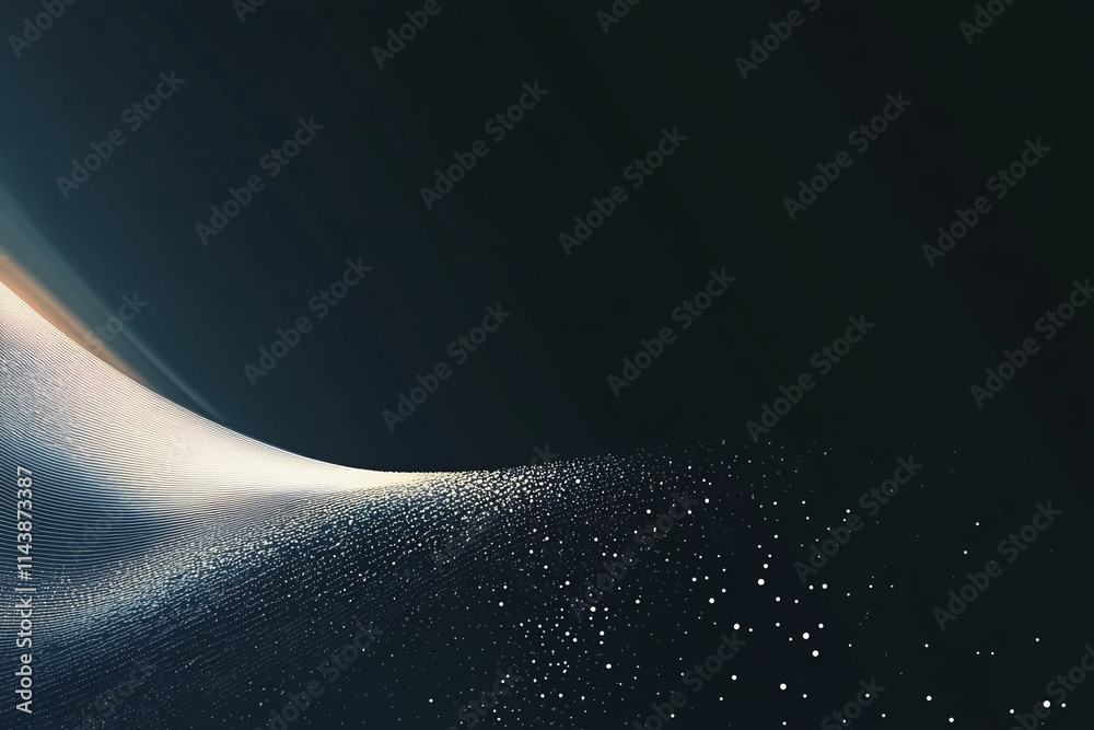 Wall mural abstract blue wave design with dark space backdrop and flowing lines,generated by ai