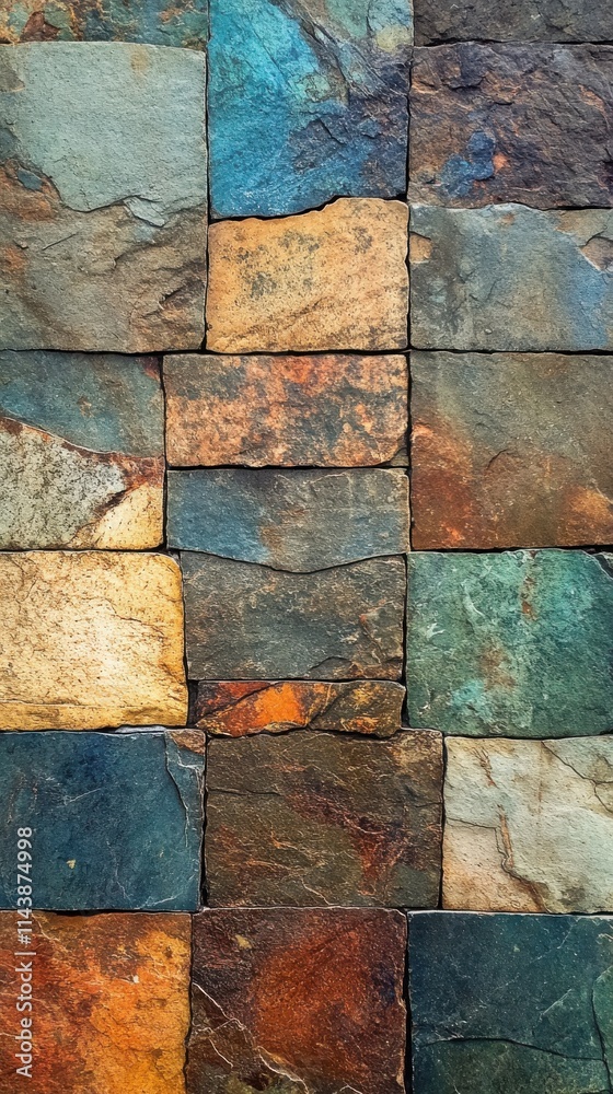 Poster textured slate tiles featuring earthy tones and natural variations in color and pattern for interior
