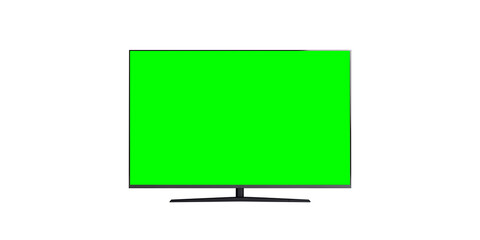 Modern TV green screen on transparent background. Cut out png
