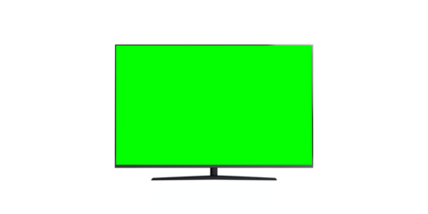 Modern TV green screen on transparent background. Cut out png