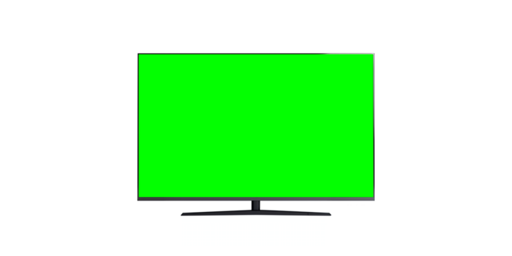Modern TV green screen on transparent background. Cut out png