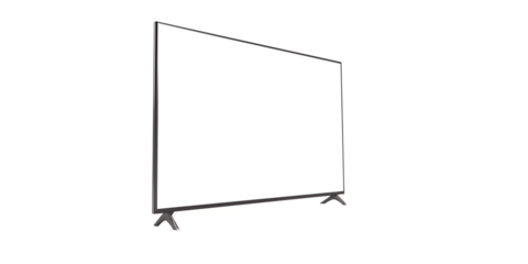 Modern TV screen on transparent background. Cut out png