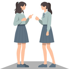 Obraz premium High School Female Students Talking.