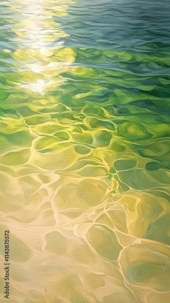Poster Sunlight filters through water creating mesmerizing reflections in a tranquil aquatic setting