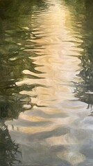 Naklejka premium Sunlight filtering through calm water reflections creating beautiful patterns in a serene natural setting