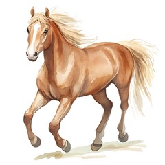 Obraz premium watercolor illustration of a cartoon horse animation on white background