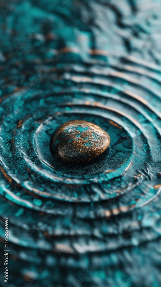 Poster macro shot of serene water ripples forming around a stone in a tranquil setting