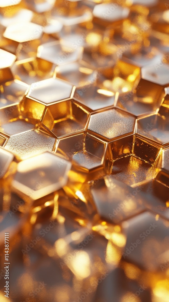 Aufkleber macro shot of honeycomb showcasing intricate hexagonal patterns and natural golden hues