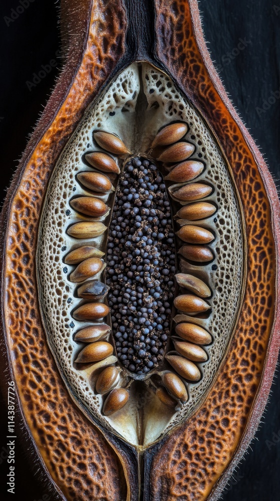 Aufkleber detailed macro shot of a seed pod revealing intricate patterns and textures at close range