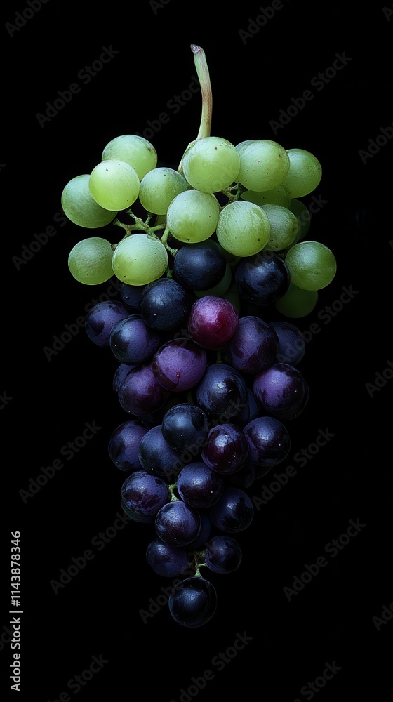 Poster Cluster of grapes showcases vibrant colors and unique textures in a close-up view