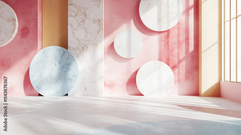Fototapete luxury abstract background of various 3d geometric elements, acrylic and 3d colorful background, various art style abstract geometric background with 3d various geometric patterns.