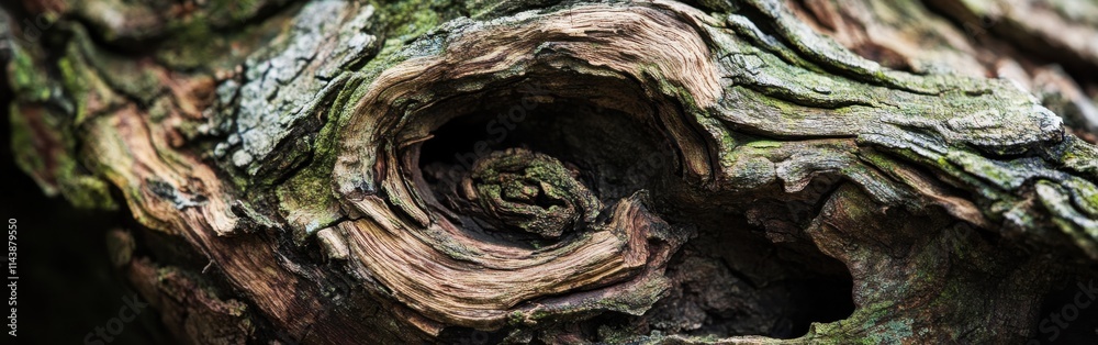 Poster intricate textures of aged tree bark showcasing unique grooves and patterns near a forest clearing