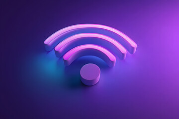 Obraz premium 3d wifi icon on violet background