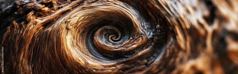 Fototapete swirling natural patterns of a tree knot captured in intimate macro detail in a forested environment