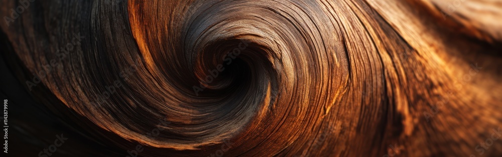 Poster intricate details of a swirling tree knot showcasing unique wood patterns in sunlight
