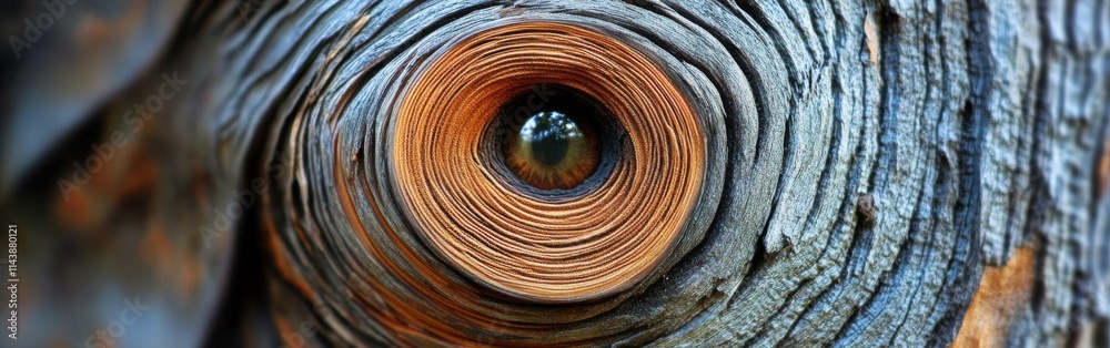 Poster intricate details of a tree knot showcasing swirling wood patterns and natural textures