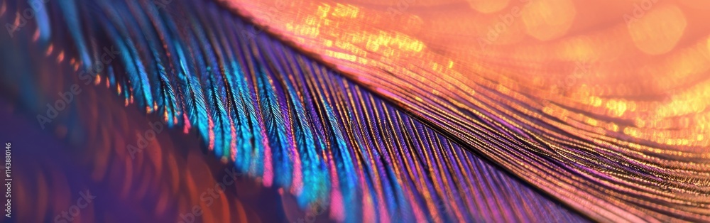 Fototapete macro shot of a peacock feather showcasing vibrant colors and intricate patterns in nature's design