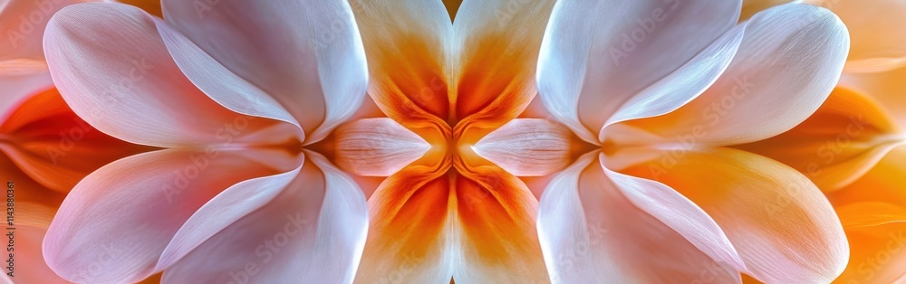 Poster Kaleidoscope effect of vibrant flower petals showcasing intricate patterns and colors in natural light