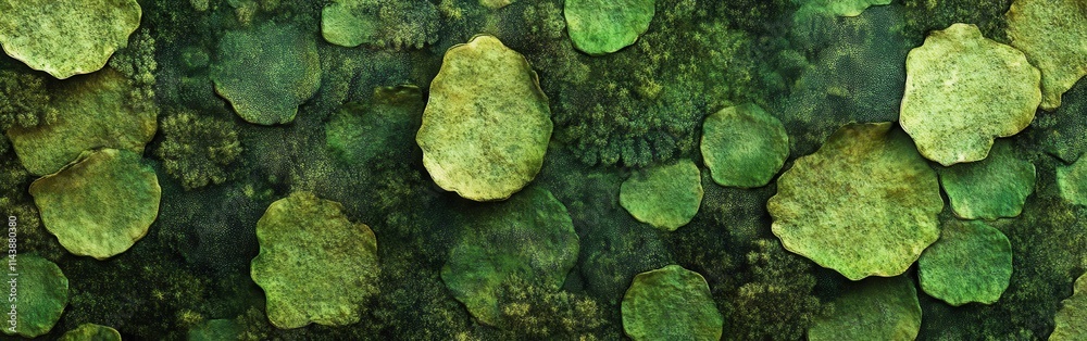Poster Macro view of vibrant moss displaying intricate textures and patterns in a natural habitat