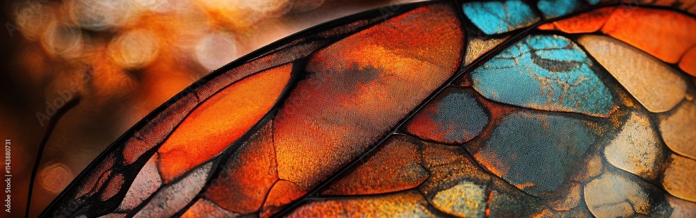 Poster Macro view reveals vibrant colors and intricate patterns of a butterfly wing in a natural setting