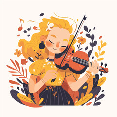 Vector illustration of a girl playing the violin © ASHLEY