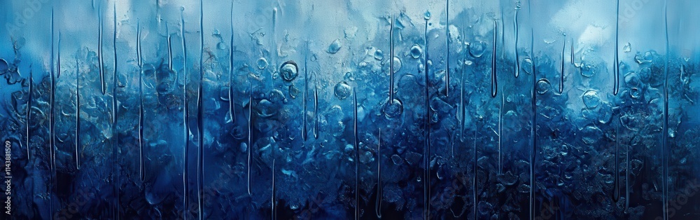 Poster gentle rain creates serene patterns on a glass surface reflecting water droplets in a captivating di