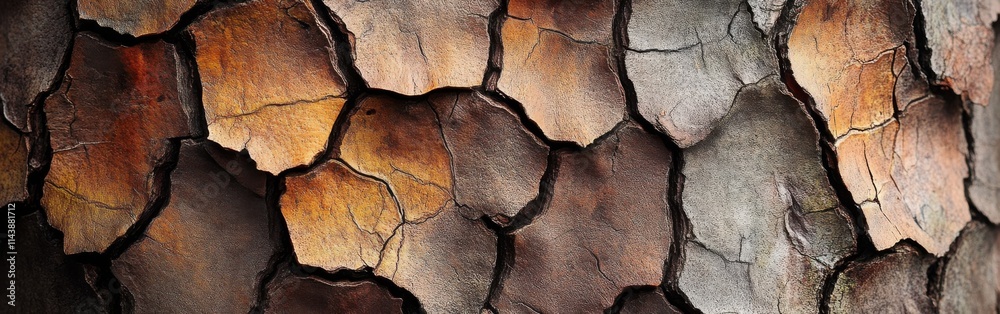 Poster intricate close-up of textured patterns on weathered wood showcasing natural detail and color variat