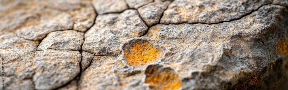 Poster close-up view of a textured rock surface showcasing natural patterns and mineral deposits in a rugge