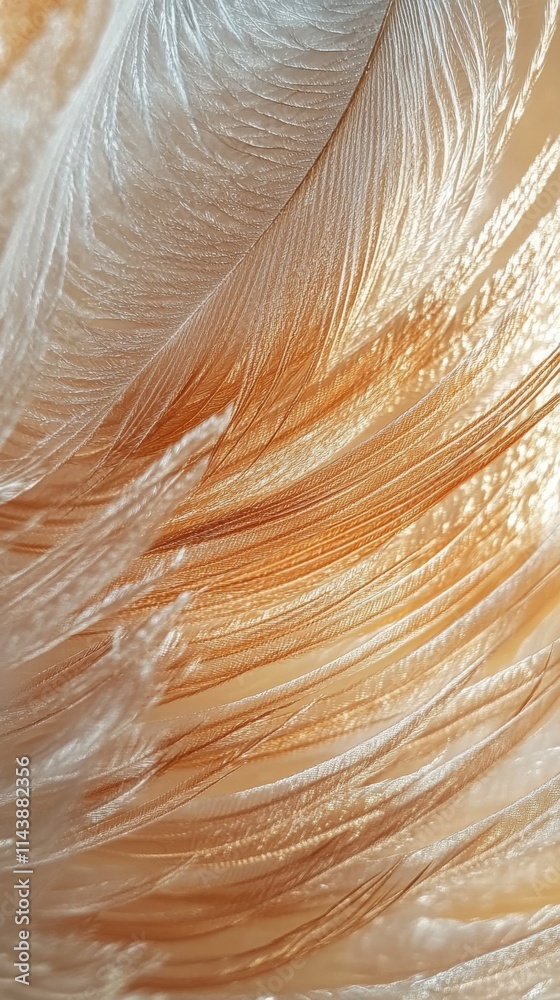 Poster close-up view of a delicate feather highlighting intricate details and soft textures in natural ligh