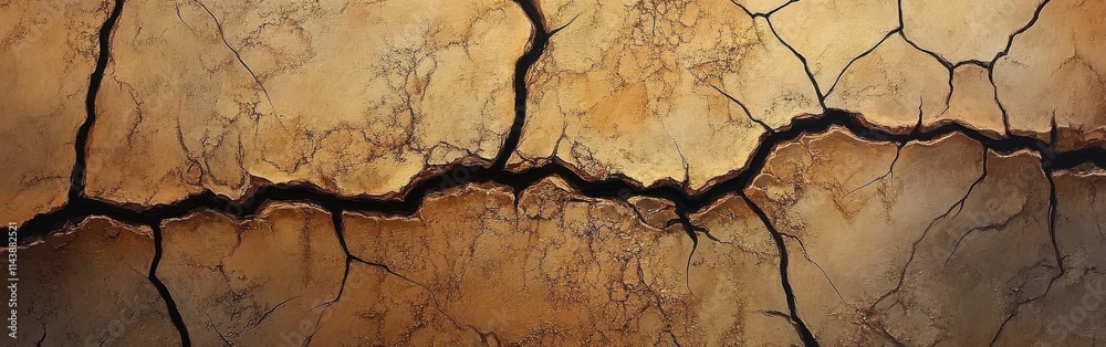 Poster close-up view of cracked wood surface showcasing intricate patterns and textures in natural light