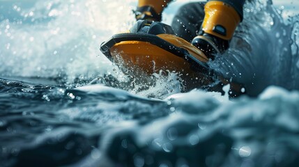 Naklejka premium A Water Scooter Gliding at Full Speed Across the Water with Powerful Motion