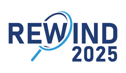 2025 year rewind isolated on black background. Creative design.