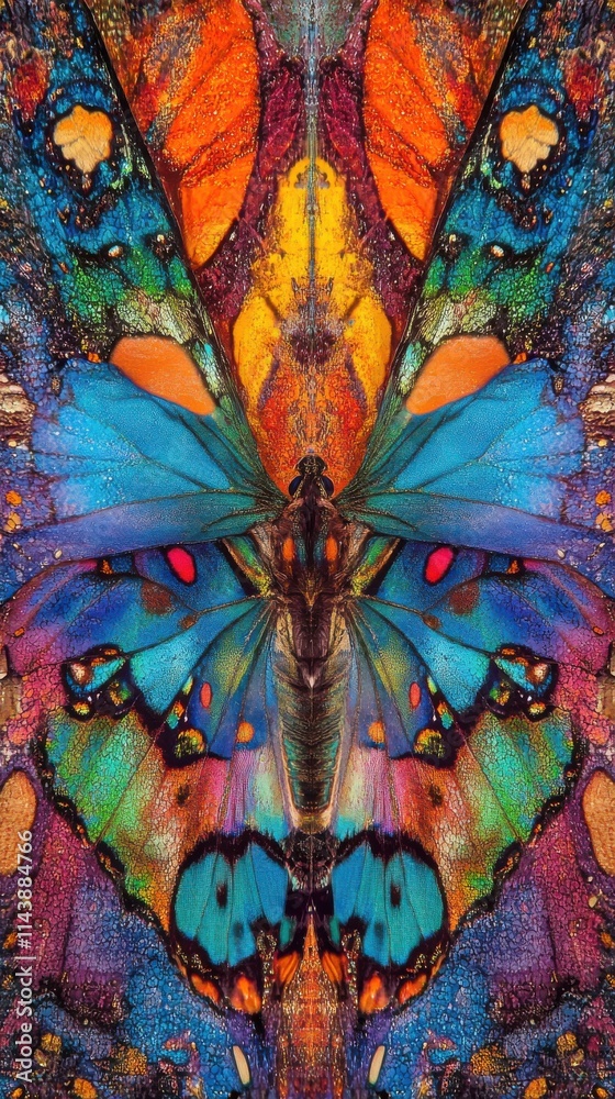 Poster Detailed close-up of a vibrant butterfly showcasing intricate patterns and colors