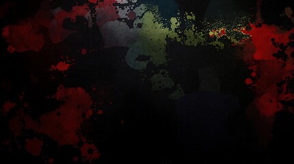 Abstract splatter art with red, green, and black colors