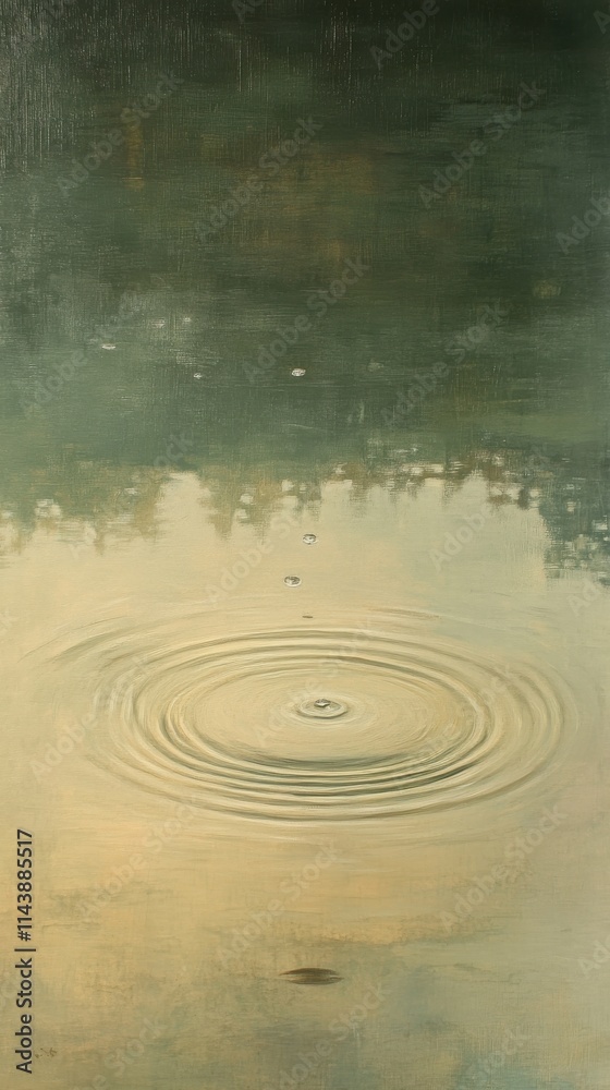 Aufkleber delicate raindrops create ripples on the serene surface of a calm lake at dawn, reflecting nature's 