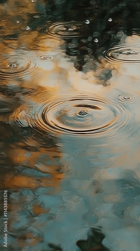 Aufkleber ripples forming in water as delicate raindrops create a peaceful atmosphere during a quiet moment in