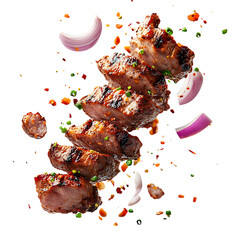 grilled meat and vegetables