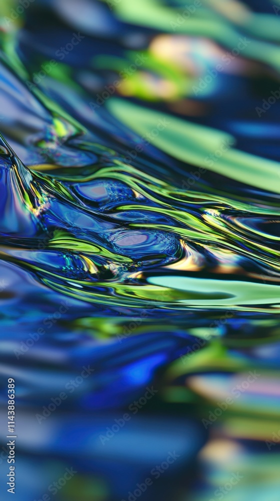 Poster close-up view of rippling water reflecting colorful patterns under gentle breezes at a serene lakesi
