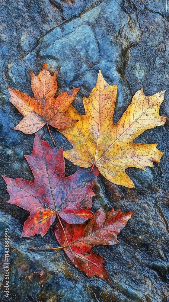 Poster fallen autumn leaves create a vibrant tapestry on the ground in a serene natural setting during late