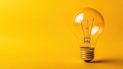 Single lightbulb on yellow background.