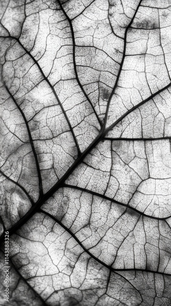 Poster close-up view of a leaf revealing detailed texture and intricate vein patterns in natural light
