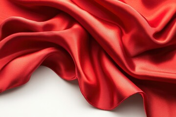 Obraz premium Flowing red fabric isolated on white background